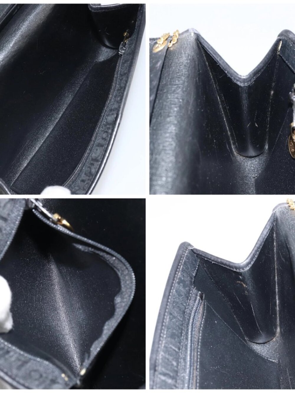 Christian Dior Trotter Canvas Chain Shoulder Bag Black Gold Auth 160947 - Picture 15 of 16